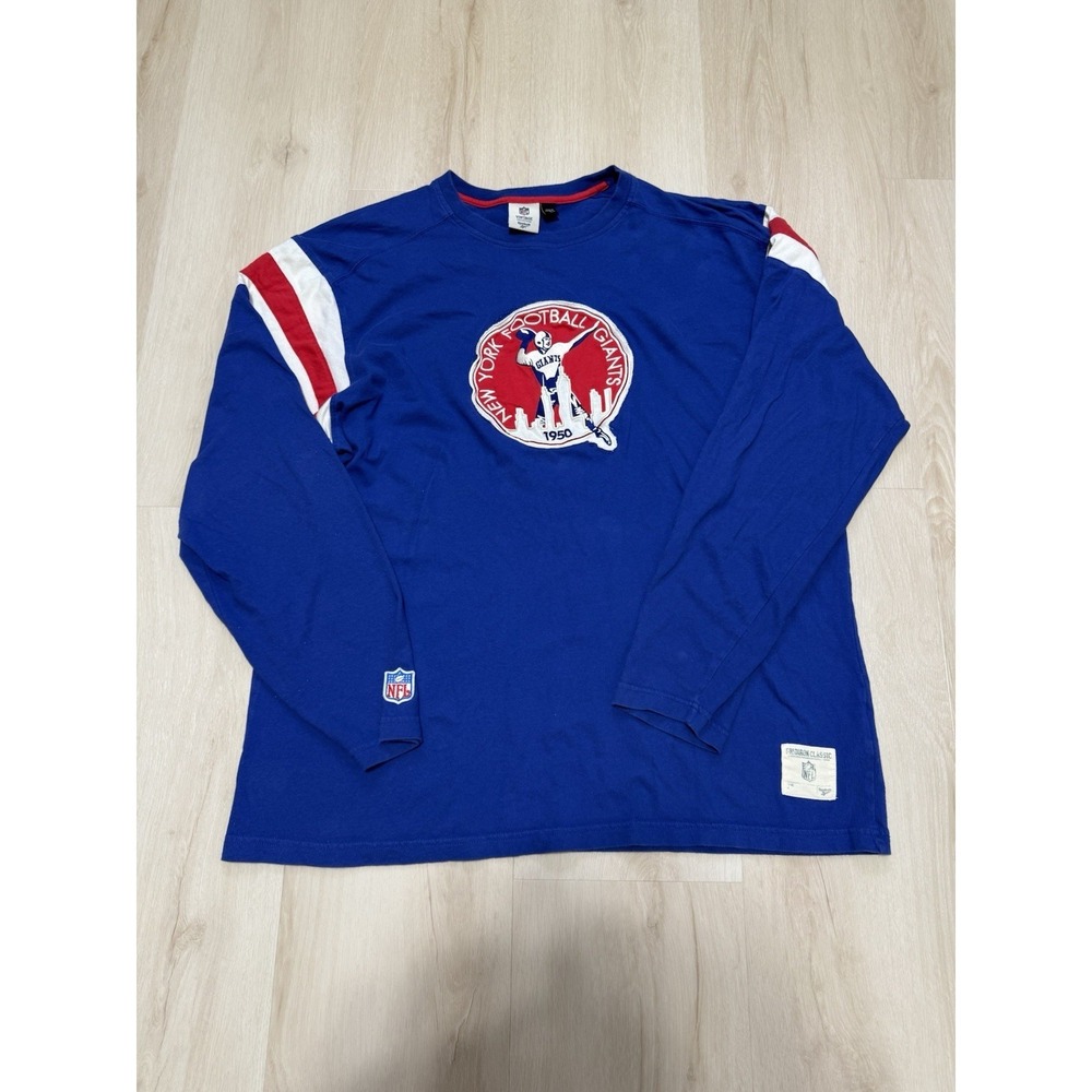 New York Giants Throwback 1950 Reebok Blue Shirt Sweater NFL Gridiron Men's XL